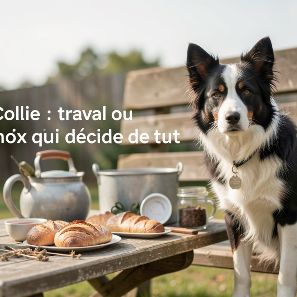 Border collie noir et blanc au travail sur des moutons dans une colline, lumière de fin de journée, plan large sur la conduite du troupeau