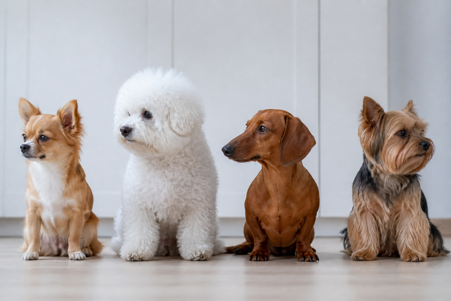 Un spitz de taille moyenne assis sur un parquet clair près d'une fenêtre, lumière douce de fin d'après-midi, plan rapproché sur le chien et son pelage brossé.